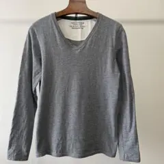 ナノユニバース☆M☆長袖☆Tシャツ☆カットソー☆グレー☆インナー☆Vネック