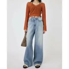MOUSSY CROSS WAIST WIDE STRAIGHT ライトブルー