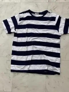 GU ジーユー ネイビーホワイト ボーダーTシャツ 綿100% L メンズ 半袖