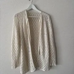 アイボリー レース編み カーディガン