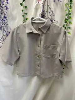 GU　ジーユー クロップドシャツ　5分袖 レディースS