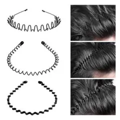 3本セット カチューシャ メンズ ヘアバンド 髪飾り 洗顔 作業 前髪クリップ