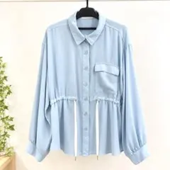子供服 シアーシャツ 長袖 水色 150cm しまむら キッズ シフォン