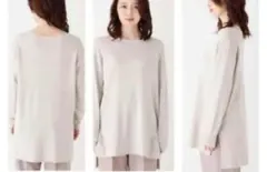 訳あり　オペークドットクリップ　ボートネックチュニック