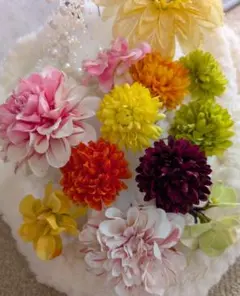 和装 髪飾り マム たくさんセット ピンク 黄 パール 蝶 多色花アレンジメント