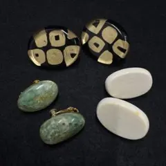 凛*離様 アート風オーバル型 アンティーク イヤリング 3点 まとめ セット