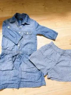 GapKids デニムシャツワンピースとショートパンツセット 120