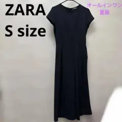 ネイビー 半袖 オールインワン サロペットZARA ザラ フレア Sサイズ　上品のサムネイル