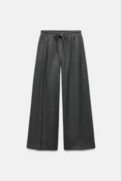 ZARA ゴムウエストバンド ワイドレッグパンツ S グレー