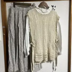 sm2 ナチュラルコーデセット　ベスト　ブラウス　スカート　サマンサモスモス