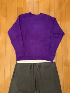 BEAUTY&YOUTH パープル クルーネックニット M