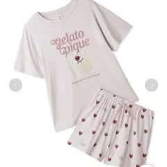 ジェラピケ　【接触冷感】ケーキワンポイントTシャツ&ハート柄ショートパンツセット