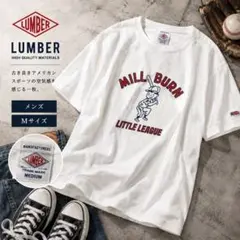 【美品】LUMBER ベースボールプリントTシャツ 白 M コットン