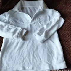 ホワイト 長袖 ポロシャツ 胸ポケット付き