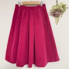 アプワイザーリッシェ　ひざ丈フレアスカート　ピンク　S　キレイめ　無地　オフィス