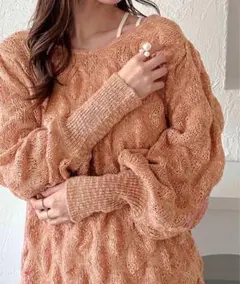 apres jourclairポコポコシアーニット シアー ピンク サマーニット