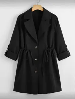 ドローストリングウェストボタンアップコート トレンチコート ウエスト調節コート