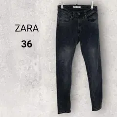 ザラ スキニーデニム ジーンズ 36 29インチ 黒 ストレッチ 美脚 通年