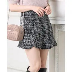 INGNI 裾切替ツイードミニフレアスカート