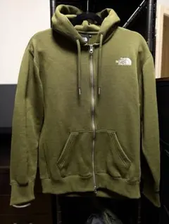 ⭐️極美品 ノースフェイス スクエアロゴ フルジップ パーカー S オリーブ