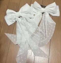 カーテン　白リボン　タッセル