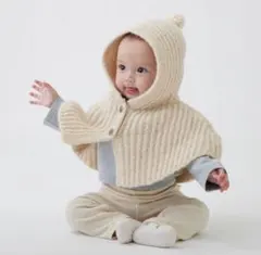 ロンパースとフード付きケープセット 70 プティマイン