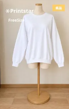 ＊◇8Printstarシンプル 無地 クルーネック スウェット ホワイト