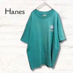 ヘインズ Hanes Tシャツ 半袖カットソー プリント ゴルフ 緑系 L