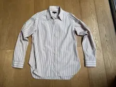 A.P.C. 長袖シャツ サイズ2 白×薄茶 ストライプ