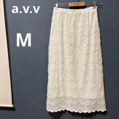 未使用 a.v.v M レース タイト ロングスカート レーススカート ホワイト