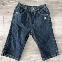 ダークデニム刺繍入りハーフパンツ