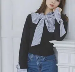 Snidel ボウタイドッキングニットプルオーバー