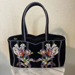 FILLER 花柄黒 ハンドバッグ