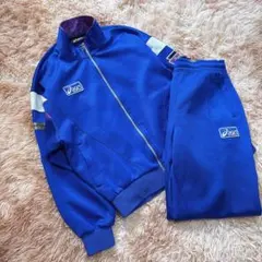 ASICS（L）ジャージ セットアップ 青 トラックジャケット パンツ スポーツ