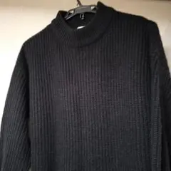 メンズL　ハニーズ黒 リブ編み　ハイネック長袖セーター