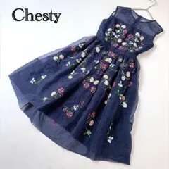 Chesty チェスティ フラワーオーガンジー ワンピース 花柄刺繍 ロング丈のサムネイル