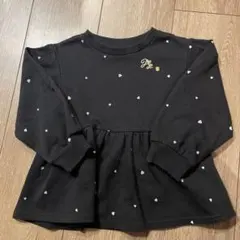 apres les cours 黒ハート柄ペプラムトレーナー100cm