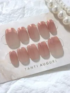 【現品】【No.3】　ピンク　グラデーション　ミラー　フレンチ　シンプル