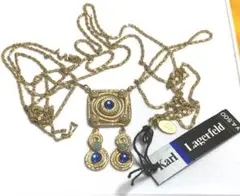 在庫品！Karl Lagerfeld ネックレス ゴールド ブルー　ヴィンテージのサムネイル