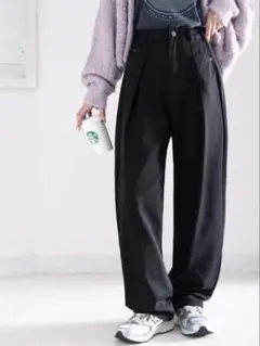 classicalelf ハイウエストデニム＆チノタックワイドパンツ