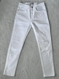 ZARA MAN ホワイト スキニーパンツ 膝カットアウト