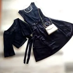 パーティドレスセットMICHEL KLEIN38ブラックレース・フレアー超美品