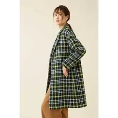 VERY掲載　ナチュラルビューティベーシック　ロービングチェックコート　ウール混