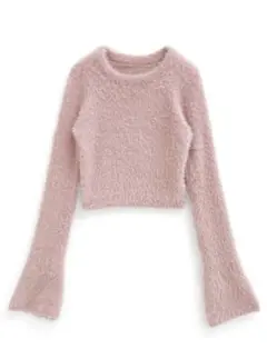 フレアスリーブシャギーニットトップス