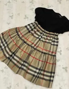 高級感✨バーバリー ドッキングワンピース 黒 ロゴ入り ベルト ツイード 38 高級感✨バーバリー ドッキングワンピース 黒 ロゴ入り ベルト