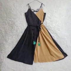 LILY BROWN リリーブラウン 配色 ベロア キャミフレアワンピース