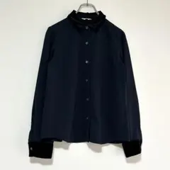 n0788【ケティシェリー】シャツ ブラウス ドッキング素材 ベロア
