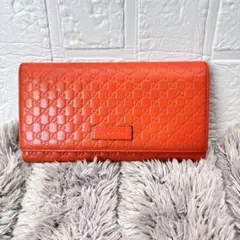 良品　GUCCI マイクロシマ　長財布　オレンジ　メンズ　レディースのサムネイル