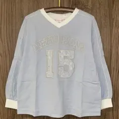 新品タグ付き　メゾピアノ　レースナンバリング　長袖Tシャツ　サックス　120cm