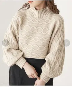 【新品タグ付き】ハイネックショート丈ケーブルニット+ロンTSET